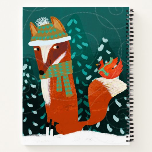 Carnet Cute Winter Fox and Cardinal Notebook (Dos)