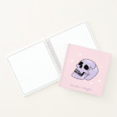 Carnet Cute Witchy Mystical Skull rose et pourpre Nom (Intérieur)