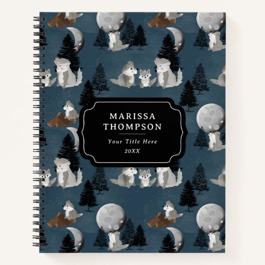Carnet Cute Wolf Pack Woodland Night Sky Moon (Devant)
