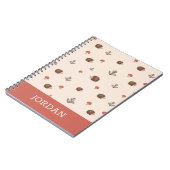 Carnet Cute Woodland Hérisson et Motif de champignons (Côté gauche)