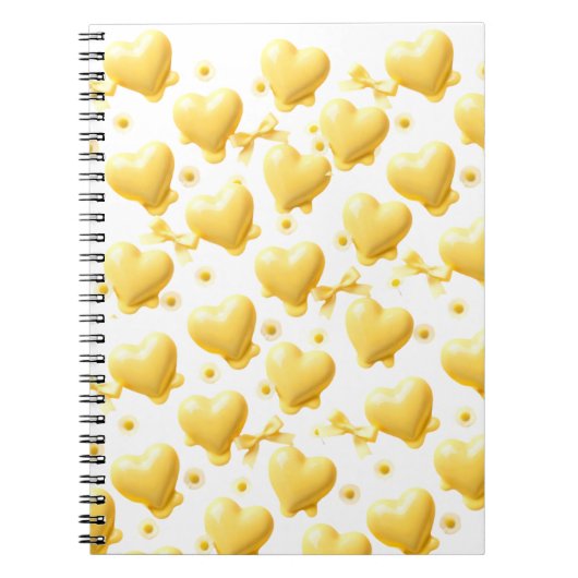 Carnet Cute Yellow Hearts Pattern Spiral Notebook (Devant)
