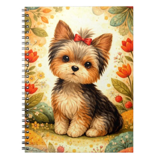 Carnet Cute Yorkshire Terrier Puppy with Red Bow (Devant)