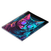 Carnet Cyberpunk néon lunettes de chat soldat noir (Côté gauche)