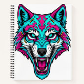Carnet Cyberpunk Neon Wolf - Synthwave Robotic Animal (Devant)