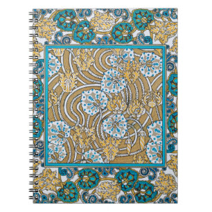 Carnet cyclamen bleu art nouveau fleur botanique