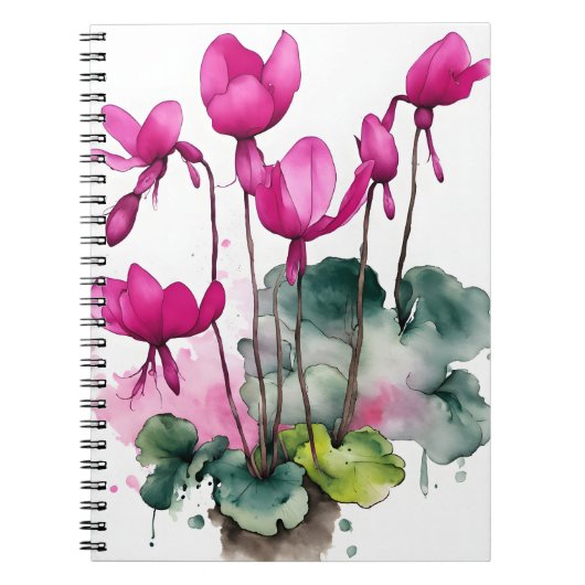 Carnet Cyclamen - Fleurs aquarelles (Devant)