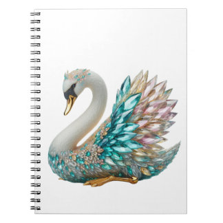 Carnet Cygne en Diamant Doré Cristal Bling