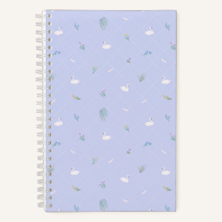 Carnet Cygne Floral Bleu