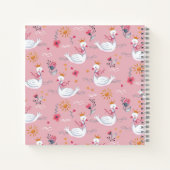 Carnet Cygne rose mignon & couronne de fleurs de soleil a (Dos)
