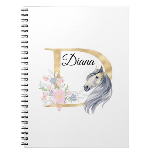 Carnet D lettre nom personnalisé monogramme avec cheval (Devant)