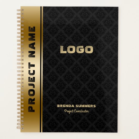 Carnet d'accentuation Motif en or noir Damas (Devant)