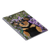 Carnet Dachshund allongé dans des fleurs violettes (Côté Droit)