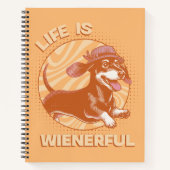 Carnet Dachshund amusant "La vie est pleine d'énergie" Co (Devant)