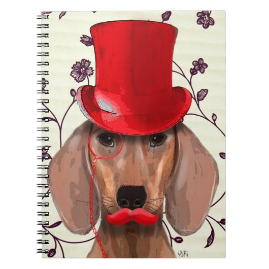 Carnet Dachshund Avec Chapeau Rouge Haut (Devant)