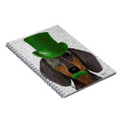 Carnet Dachshund avec Chapeau Vert Haut Chapeau Noir Tan  (Côté Droit)