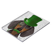 Carnet Dachshund avec Chapeau Vert Haut Chapeau Noir Tan  (Côté gauche)