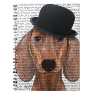 Carnet Dachshund avec le Casquette de Black Bowler