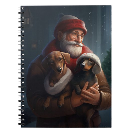 Carnet Dachshund Avec Noël Festif Du Père Noël (Devant)