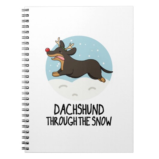 Carnet Dachshund Dans La Neige Blague De Noël Drôle (Devant)