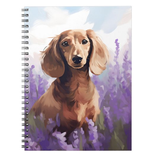 Carnet Dachshund dans le champ Lavender (Devant)