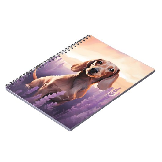 Carnet Dachshund dans le champ Lavender (Côté gauche)