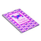 Carnet Dachshund / Daxie Amoureux des chiens rose et bleu (Côté Droit)