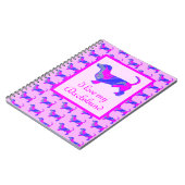 Carnet Dachshund / Daxie Amoureux des chiens rose et bleu (Côté gauche)