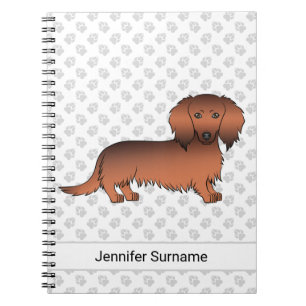 Carnet Dachshund de bande dessinée à poil long rouge sabl