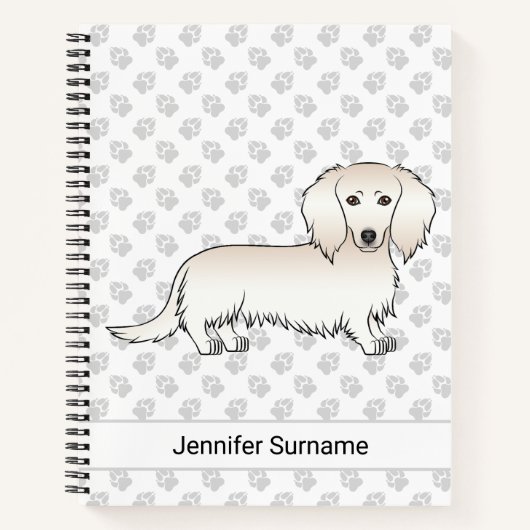 Carnet Dachshund de dessin animé à longs poils crème & Te (Devant)