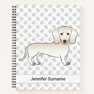 Carnet Dachshund de dessin animé à poil lisse crème avec