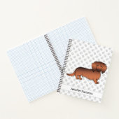 Carnet Dachshund de dessin animé à poil long rouge sablé (Intérieur)