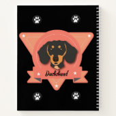 Carnet Dachshund - Doxie Chien chiot - rose et noir (Dos)