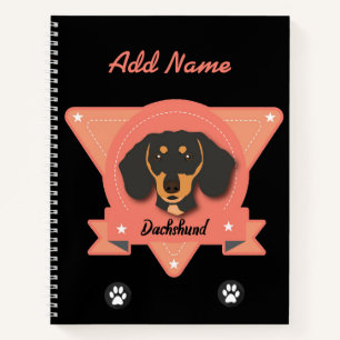 Carnet Dachshund - Doxie Chien chiot - rose et noir