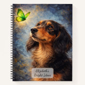 Carnet Dachshund et Papillon Vert (Devant)