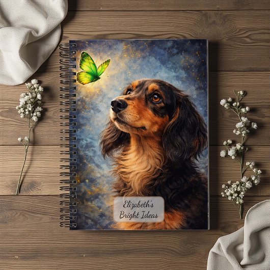 Carnet Dachshund et Papillon Vert