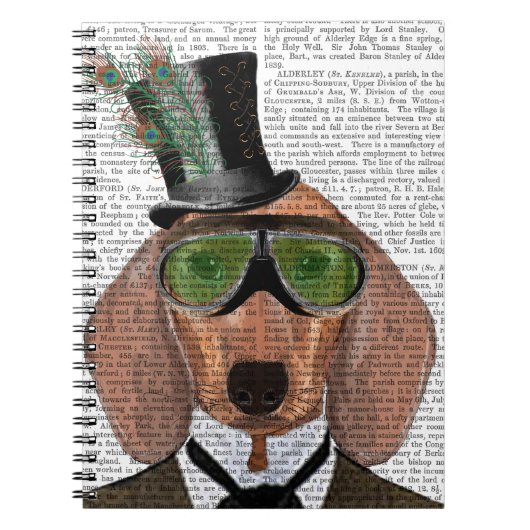 Carnet Dachshund Green Gogges Top Hat (Devant)