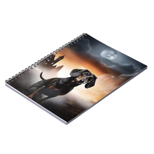 Carnet Dachshund Halloween effroi (Côté gauche)