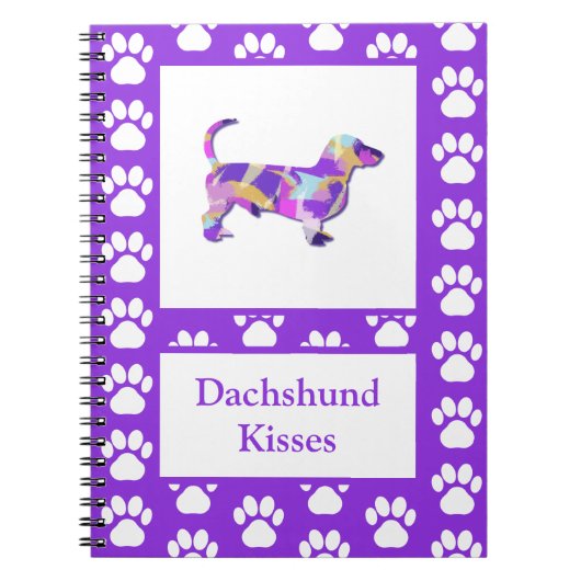 Carnet Dachshund Kisses Chien Silhouette Purple PY&B (Devant)