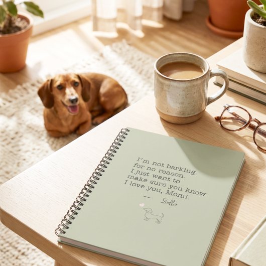 Carnet Dachshund Love Message Personalized Sage Green
