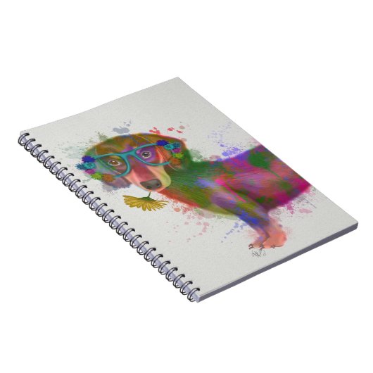 Carnet Dachshund & Lunettes Rainbow Splash (Côté Droit)