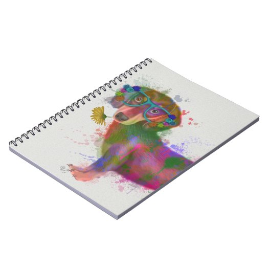Carnet Dachshund & Lunettes Rainbow Splash (Côté gauche)