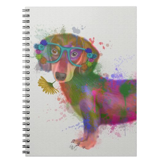 Carnet Dachshund & Lunettes Rainbow Splash (Devant)