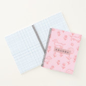 Carnet Dachshund rose personnalisé et Fleur (Intérieur)
