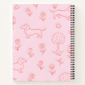 Carnet Dachshund rose personnalisé et Fleur (Dos)