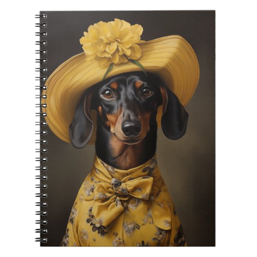 Carnet Dachshund sophistiqué en jaune (Devant)