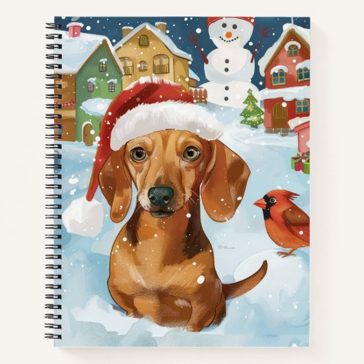 Carnet Dachshund Winter Wonderland Christmas Joy (Devant)