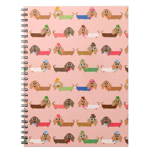 Carnet Dachshunds sur rose (Devant)