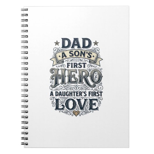 Carnet Dad Son Hero Daughter Love Vintage Typography Shir (Devant)