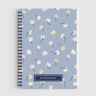 Carnet Daffodique à ressort floral Dusty Blue Personnal