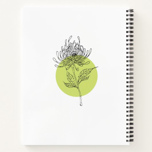 Carnet Dahlia dessiné Botanique Simple Élégant (Dos)